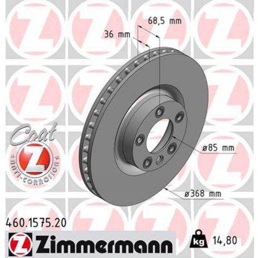 Zimmermann OE Coat Z Brake Rotor Single 368mm Front 460.1575.20