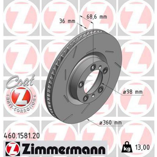 Zimmermann OE Coat Z Brake Rotor 360mm Front RH 460.1581.20