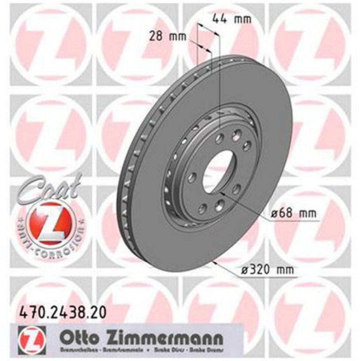 Zimmermann OE Coat Z Brake Rotor Pair 320mm Front 470.2438.20