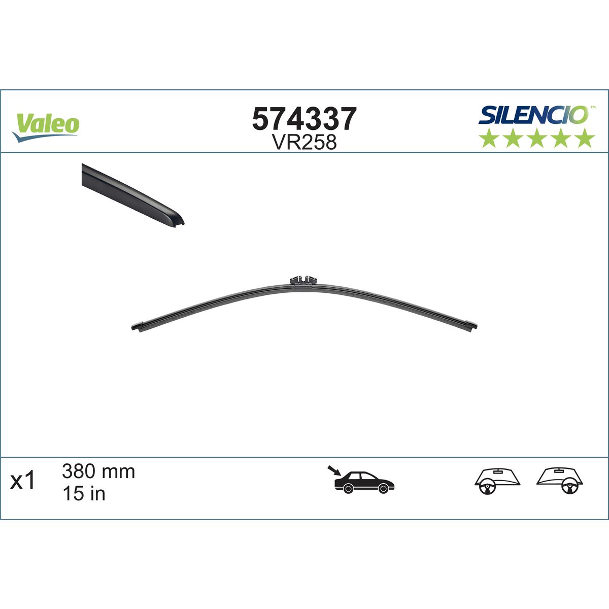 Valeo Silencio Wiper Blade Rear 380mm VR258