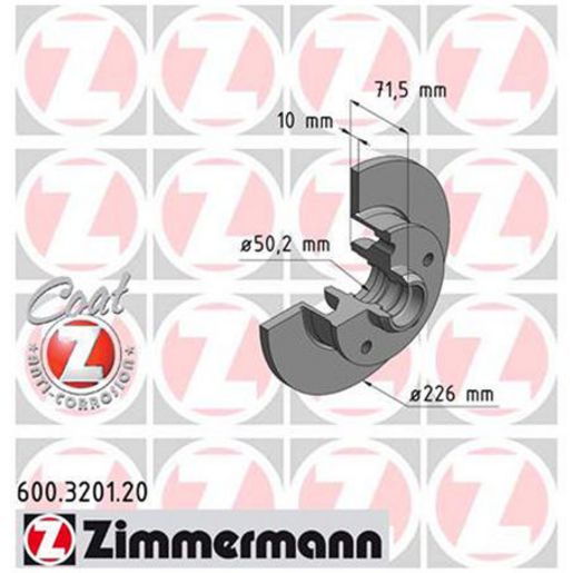 Zimmermann OE Coat Z Brake Rotor Single 226mm Rear 600.3201.00