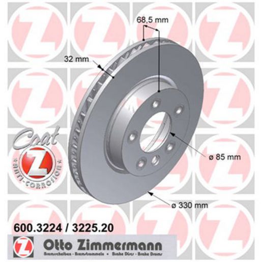 Zimmermann OE Coat Z Brake Rotor 330mm Front LH 600.3224.20