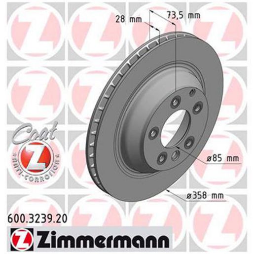Zimmermann OE Coat Z Brake Rotor Pair 358mm Rear 600.3239.20