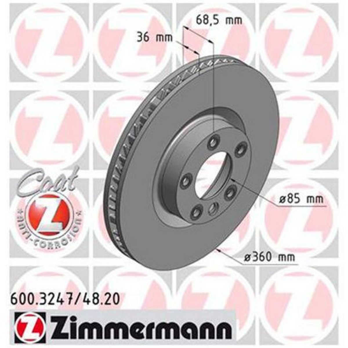 Zimmermann OE Coat Z Brake Rotor 360mm Front RH 600.3248.20