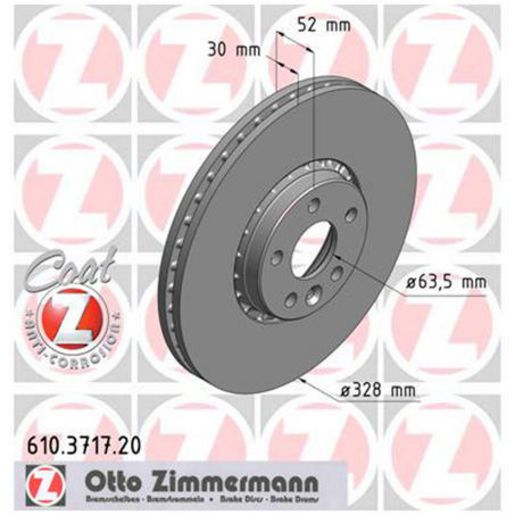Zimmermann OE Coat Z Brake Rotor Pair 328mm Front 610.3717.20