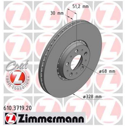 Zimmermann OE Coat Z Brake Rotor Pair 328mm Front 610.3719.20