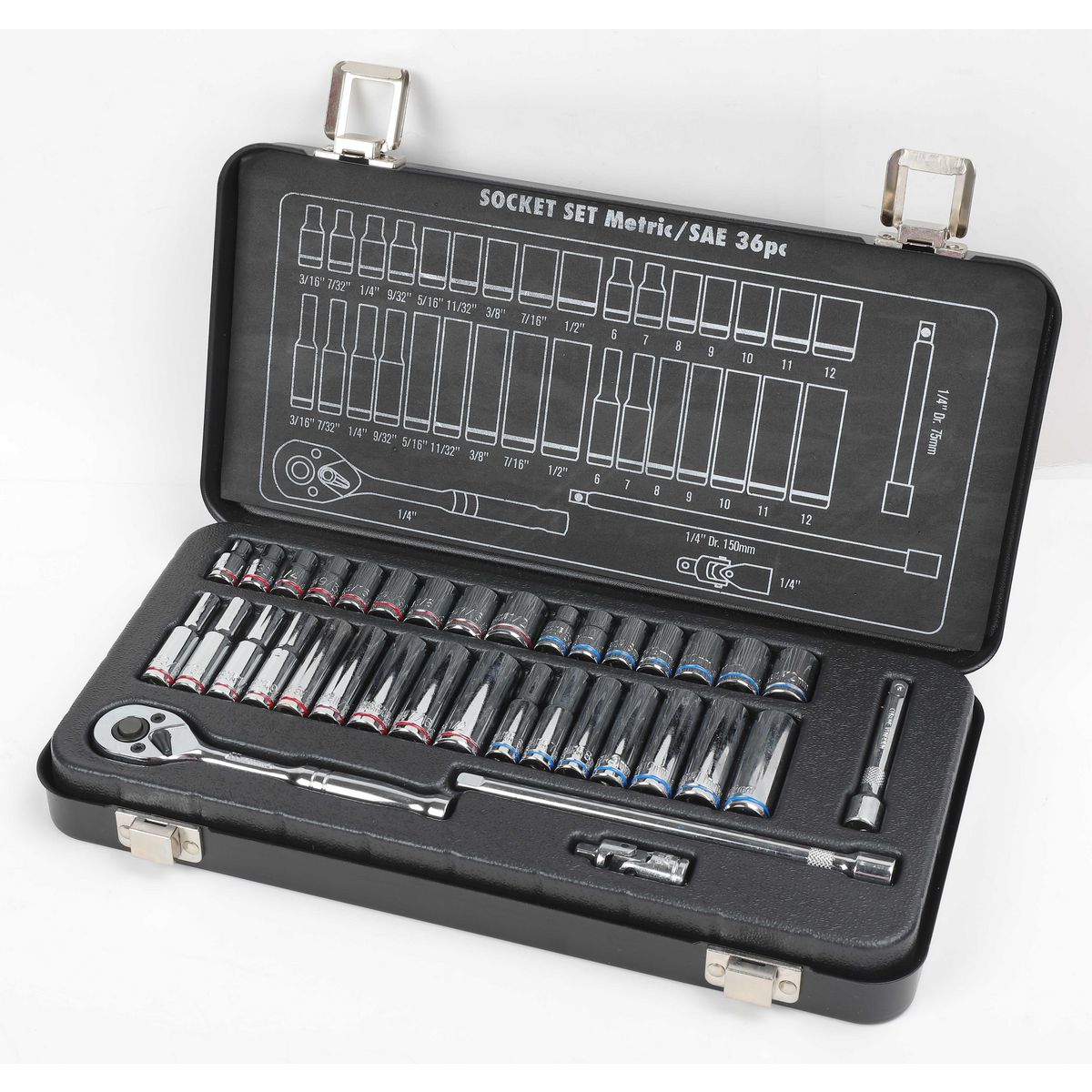 Mechpro Socket Set Metric/SAE 1/4In Drive 36pc