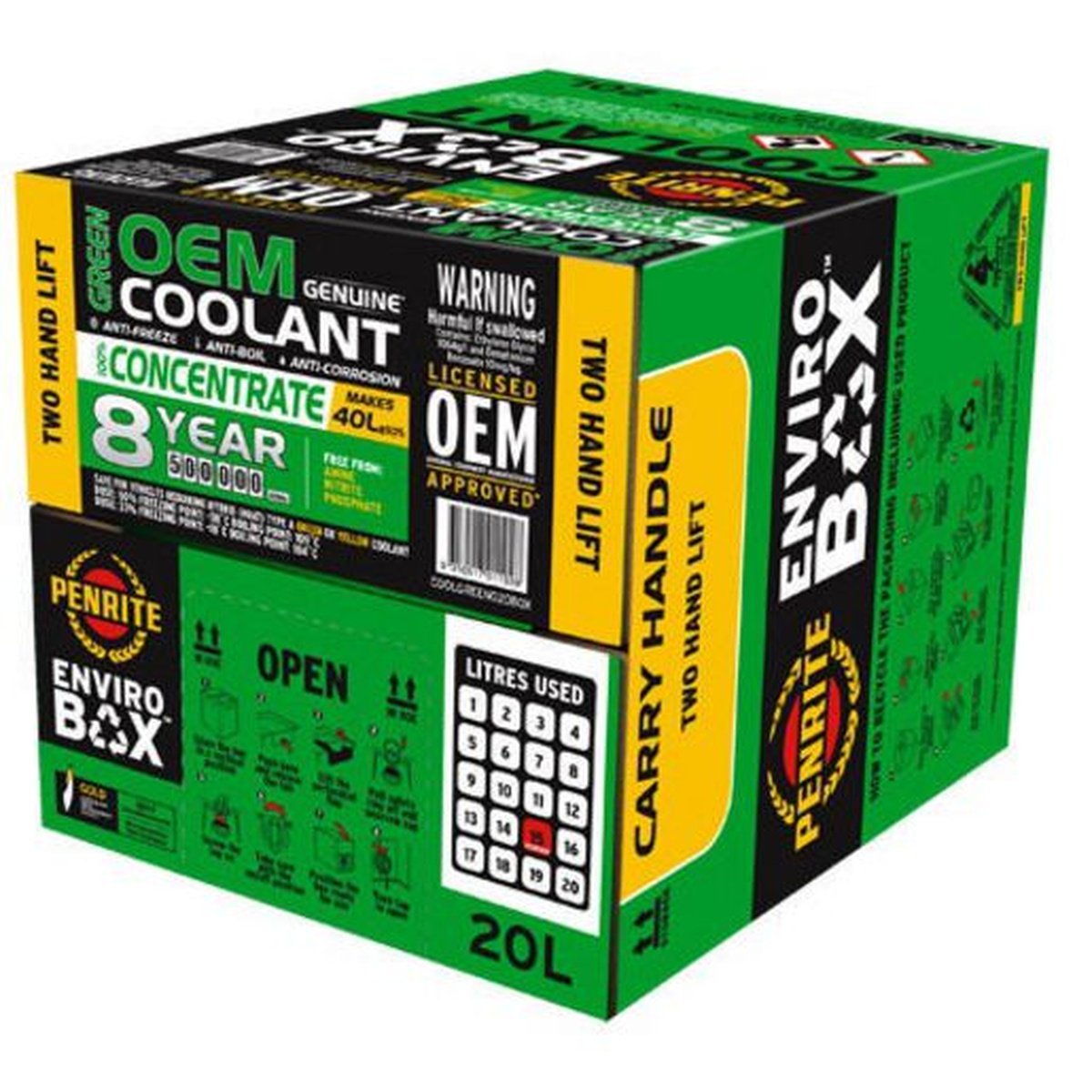 Penrite 7 Year 450,000km Green Coolant Concentrate Enviro Box 20L COOLGREEN020BOX