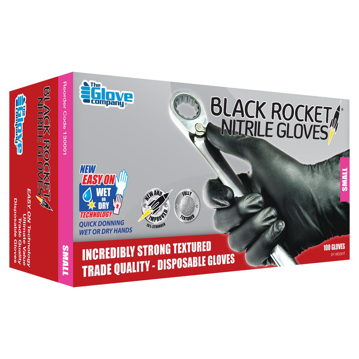 The Glove Company TGC Black Nitrile Disposable Gloves Small Box Of 100 130001