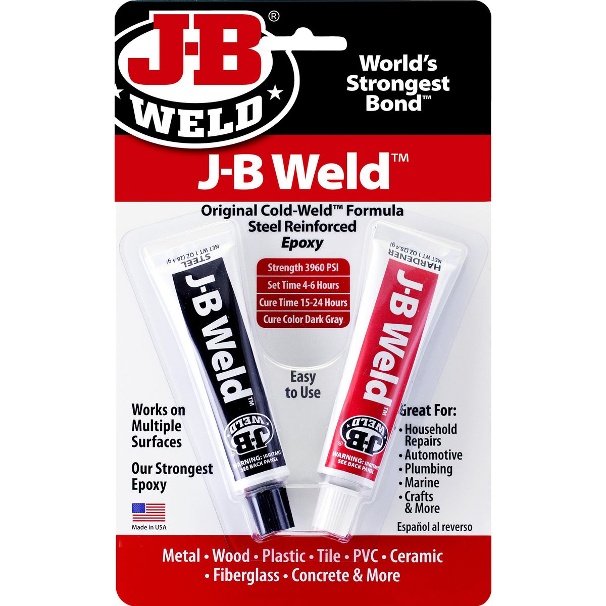 J-B Weld Original ColdWeld Steel Reinforced Twin Tube Epoxy 2x28.4g 8265-S