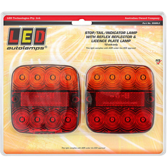 LED Autolamps Stop/Tail/Indicator/Licence LED Light 12V Twin Blister 99ARL2