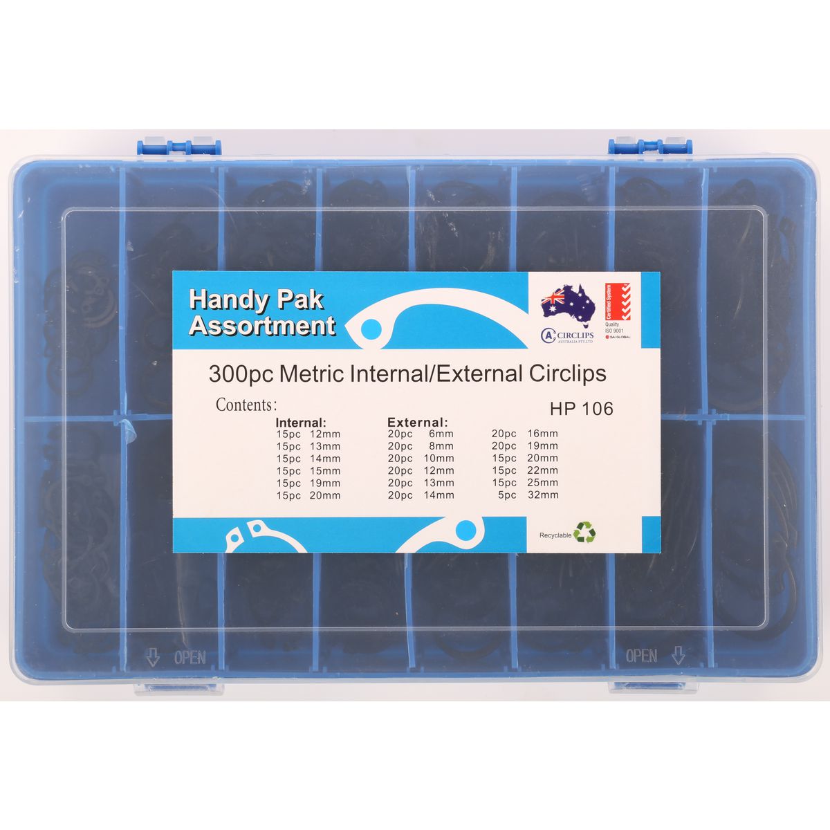 Circlips Australia Circlip Kit-300Pc Int/Ext Metric HP106