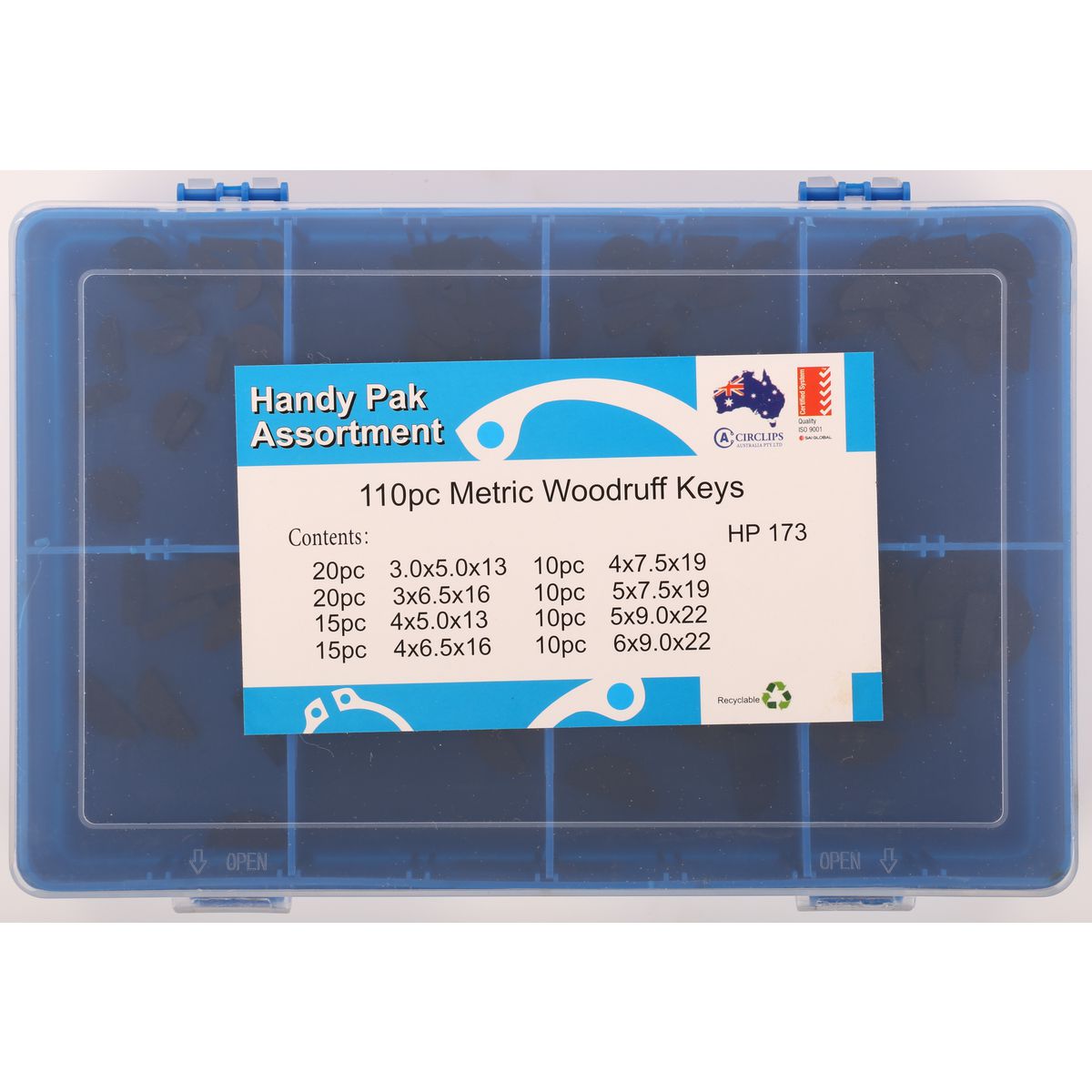 Circlips Australia Woodruff Keys Kit-110Pc Metric HP173