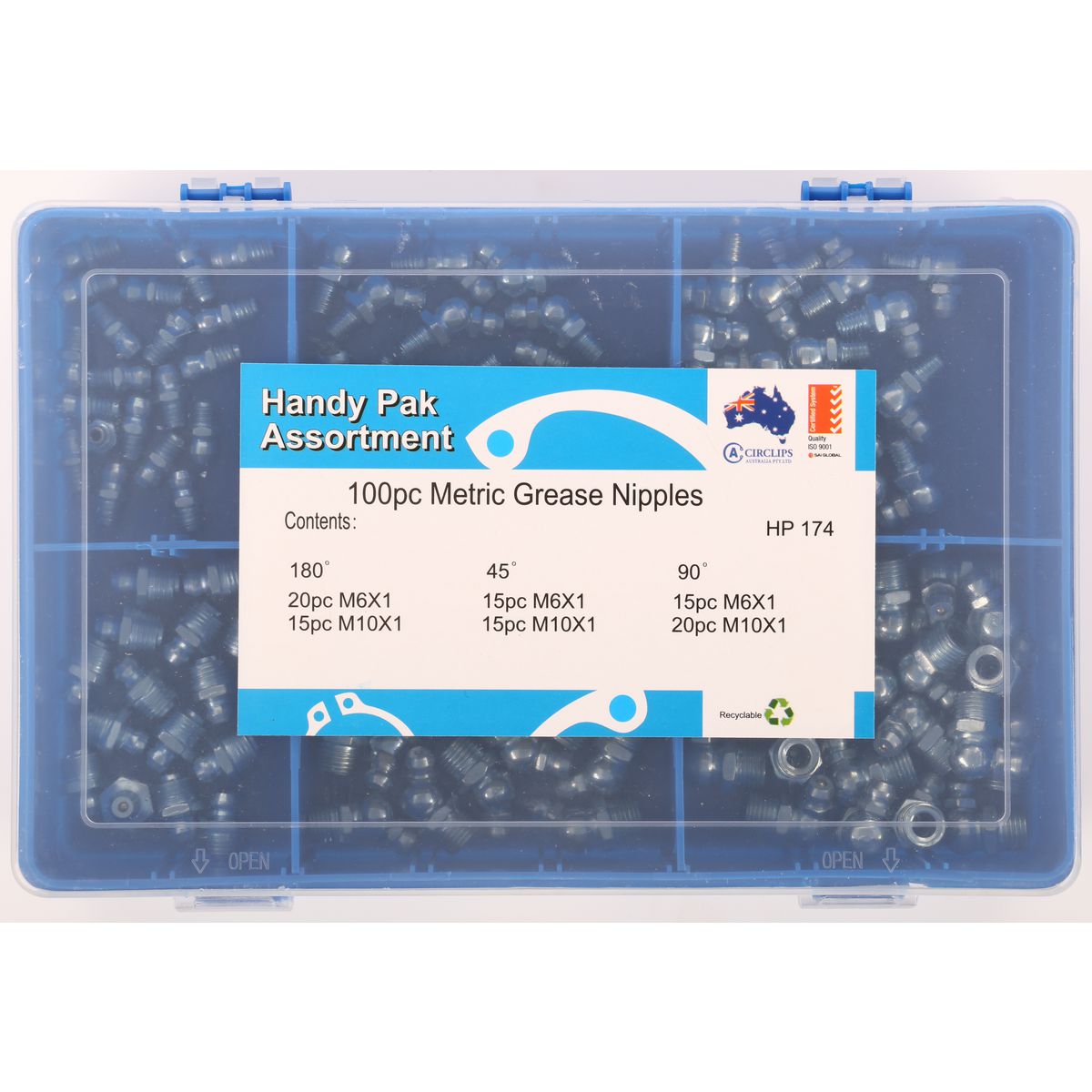 Circlips Australia Grease Nipple Kit-100Pc Metric HP174