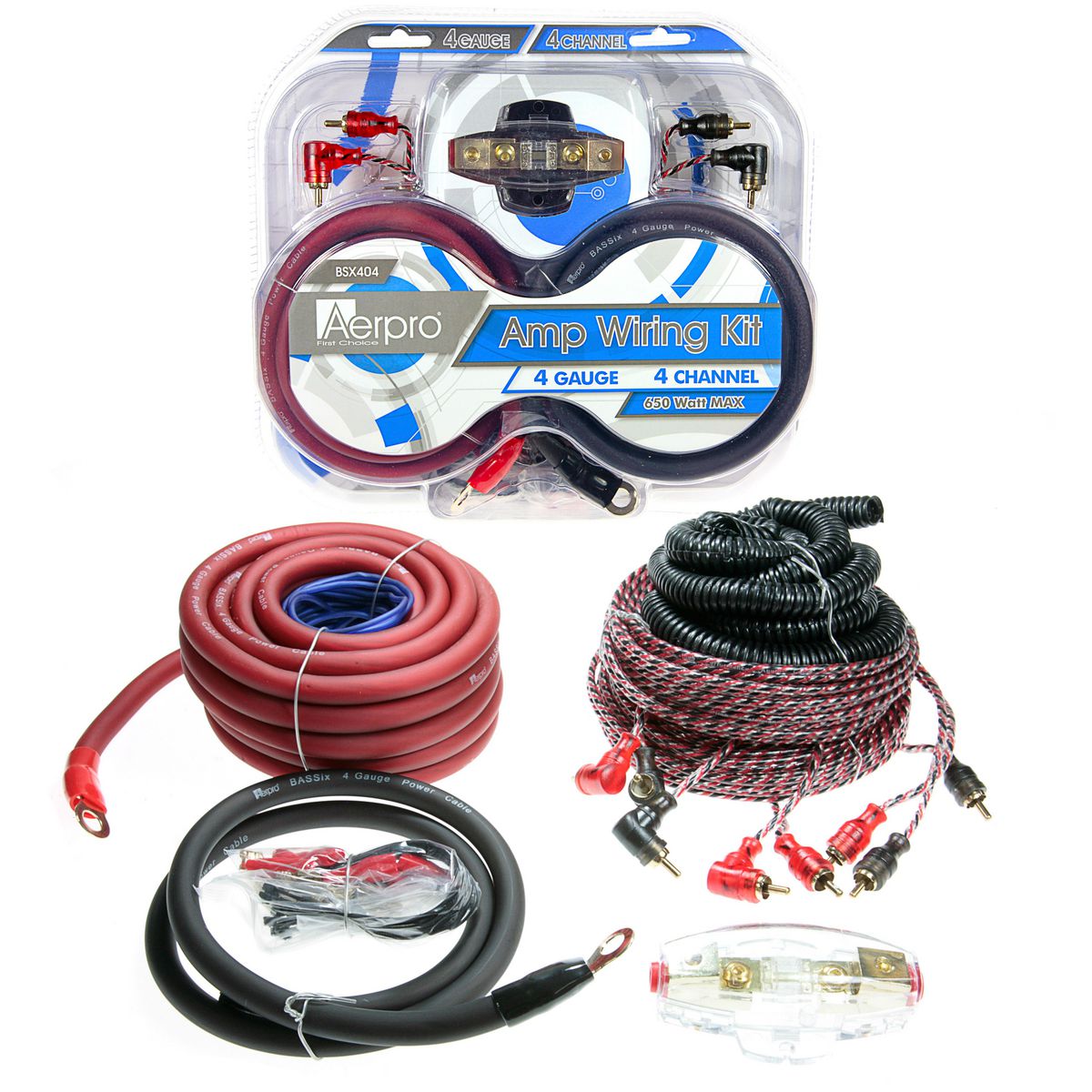 Aerpro Bassix 4GA 4 Channel Amp Install Kit 650w BSX404