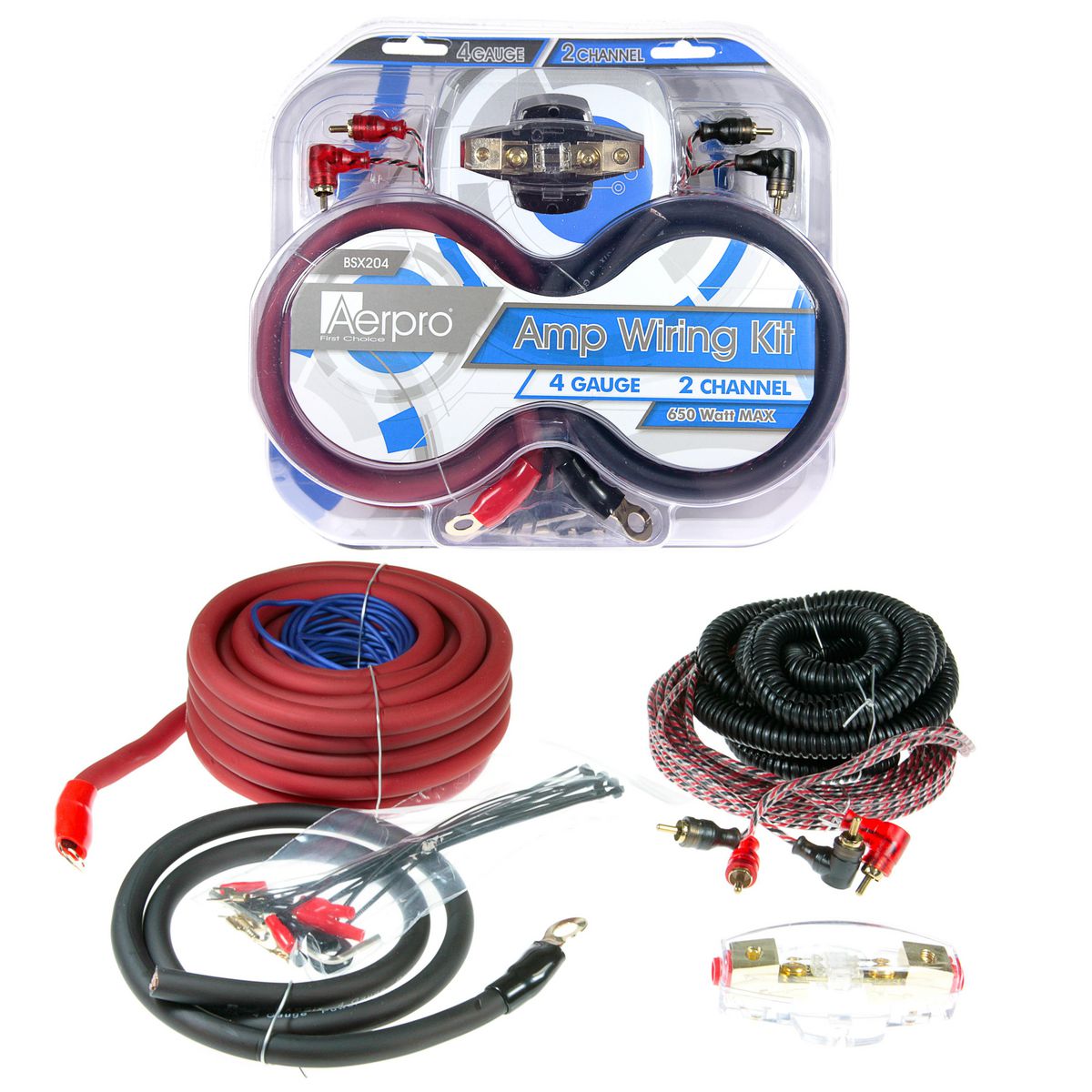 Aerpro Bassix 4GA 2 Channel Amp Install Kit 650w BSX204