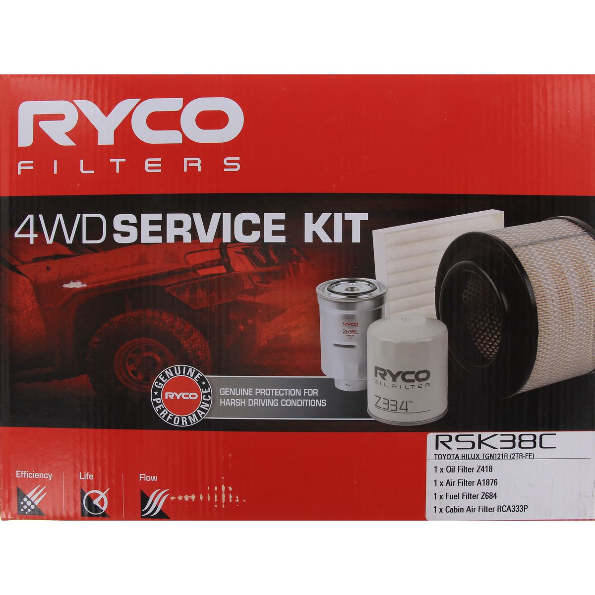 Ryco 4x4 Filter Service Kit RSK38C
