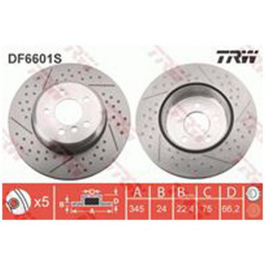 TRW Brake Rotor 345mm Rear DF6601S