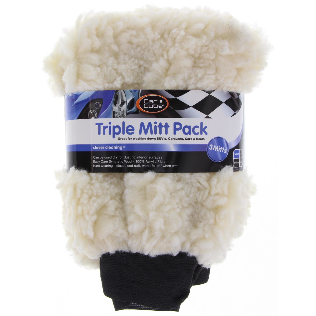 Car Cube Acrylic Wool Mitts 3pk CCAMPK3