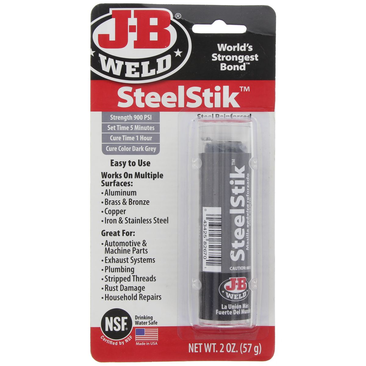 J-B Weld SteelStik Epoxy Putty Stick 57g 8267