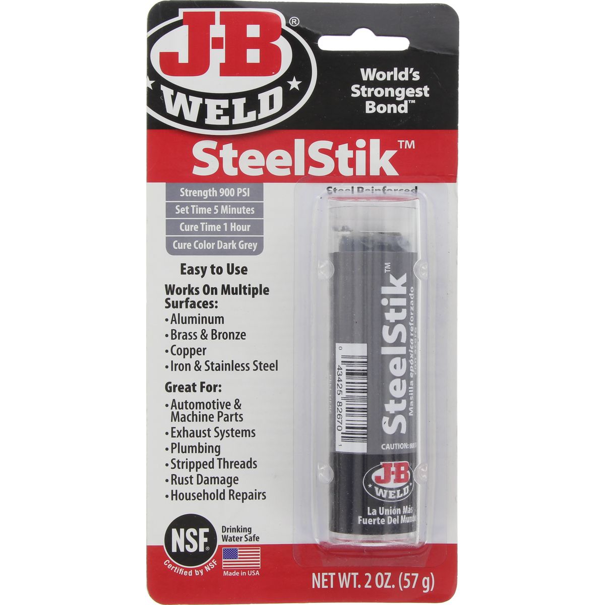 J-B Weld SteelStik Epoxy Putty Stick 57g 8267