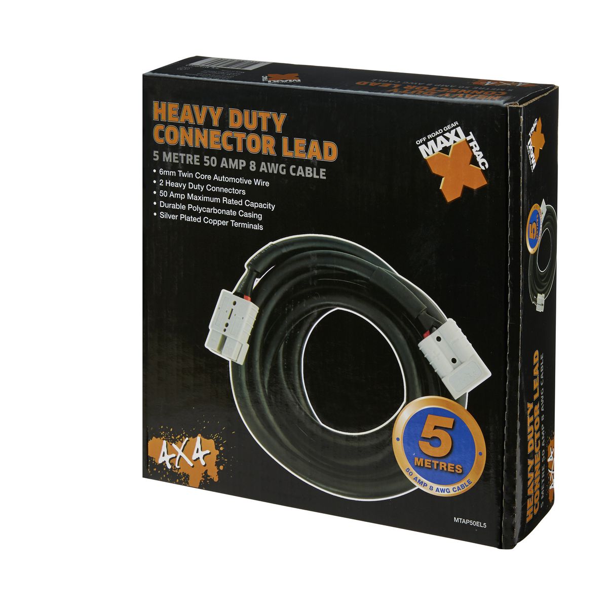 Maxi Trac Heavy Duty Connector Extension Lead 5M 50A 8 Awg MTAP50EL5