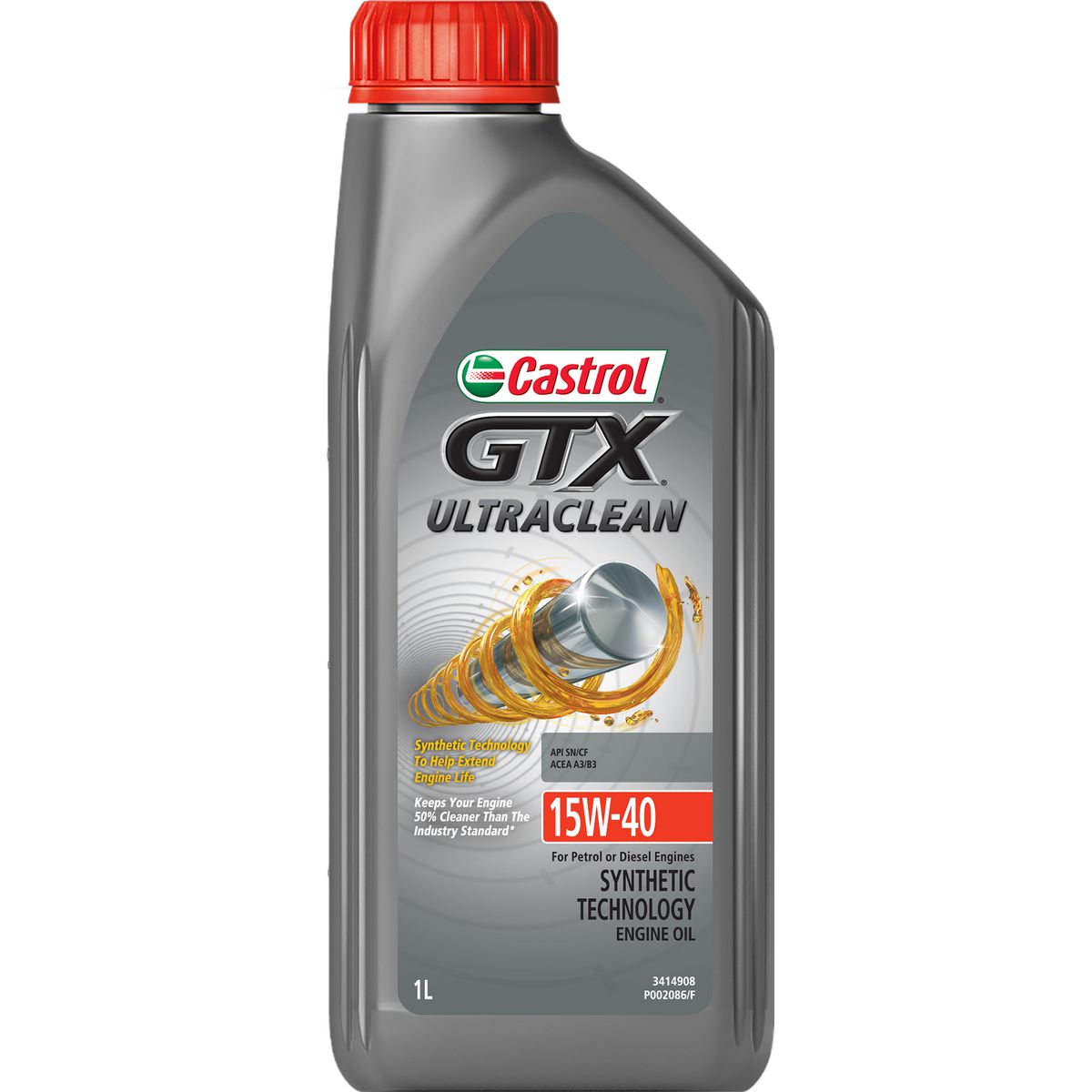Castrol GTX Ultra Clean Semi Synthetic 15W-40 Engine Oil 1L 3414908