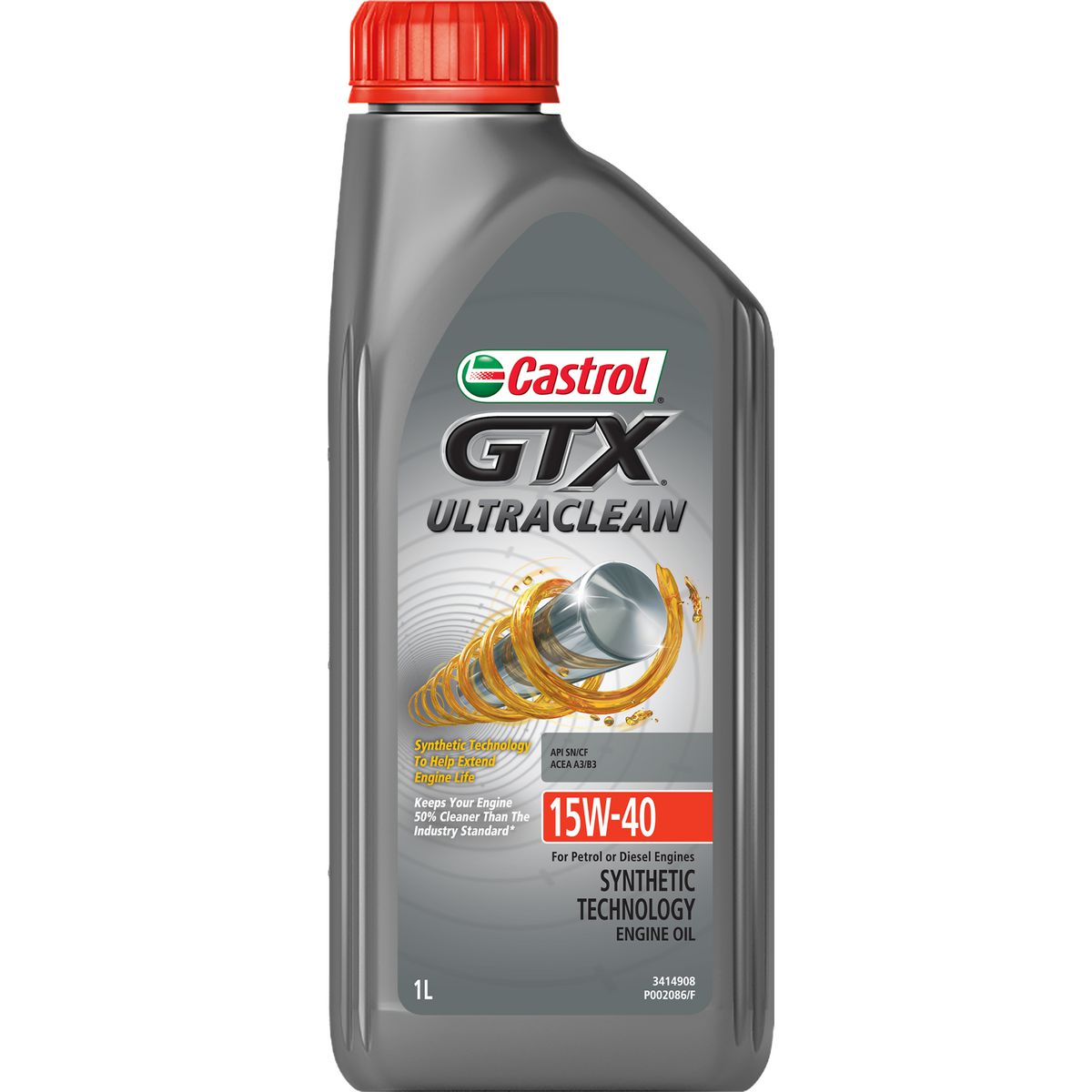 Castrol GTX Ultra Clean Semi Synthetic 15W-40 Engine Oil 1L 3414908