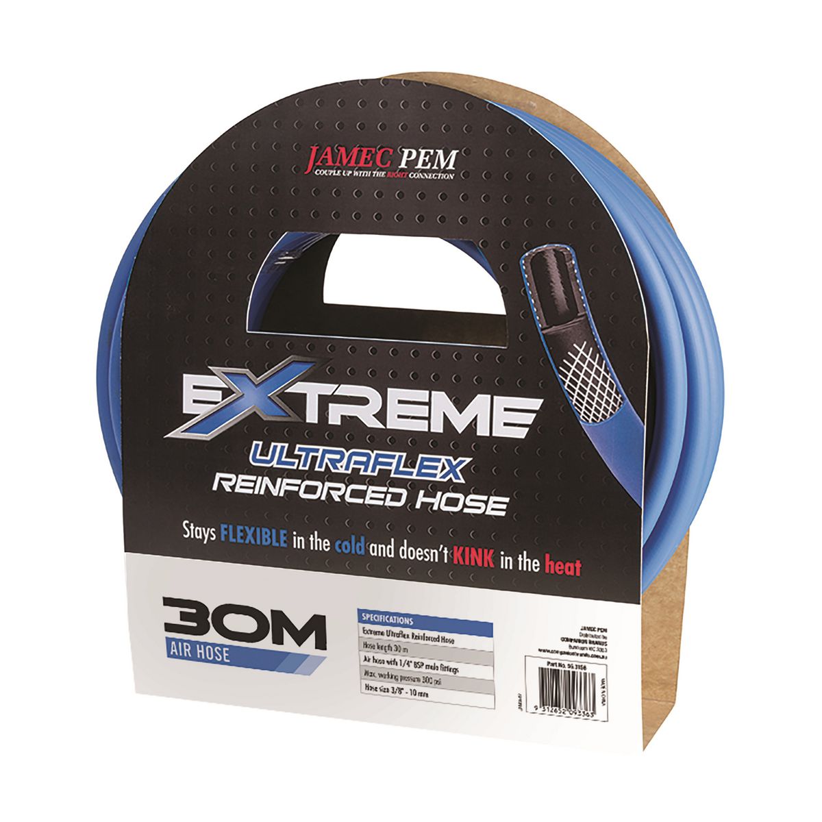 Jamec Pem Air Hose Extreme Ultraflex 30M X 10.5Mm Inc Fittings 56.3156
