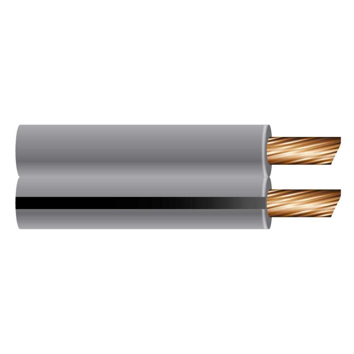 OEX Speaker Cable Twin Core 2mm Figure 8 Grey W/Black Trace 30M Roll ACX0800