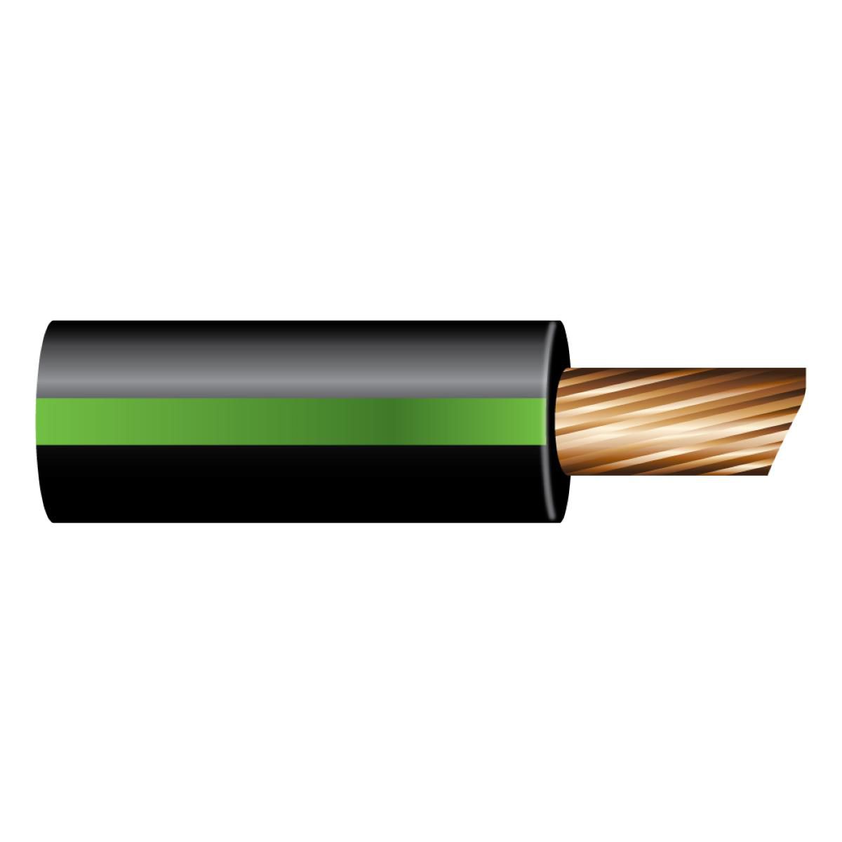 OEX Automotive Cable Single Core 3mm Black W/Green Trace 30M Roll ACX0714