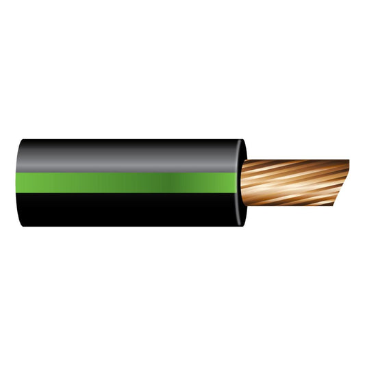 OEX 2mm Single Core Automotive Cable, Black With Green Trace - 100M Roll ACX0570/100