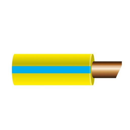 OEX Automotive Cable Single Core 3mm Yellow W/Blue Trace 30M Roll ACX0716