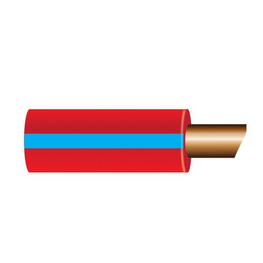 OEX 4mm Single Core Automotive Cable, Red With Blue Trace - 500M Roll ACX0743/500