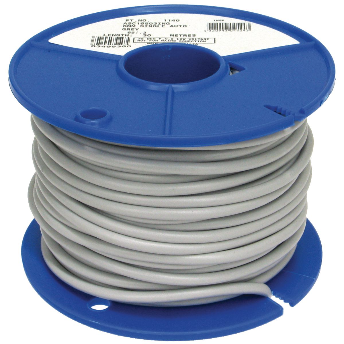OEX 6mm Single Core Automotive Cable, Grey - 30M Roll ACX0770