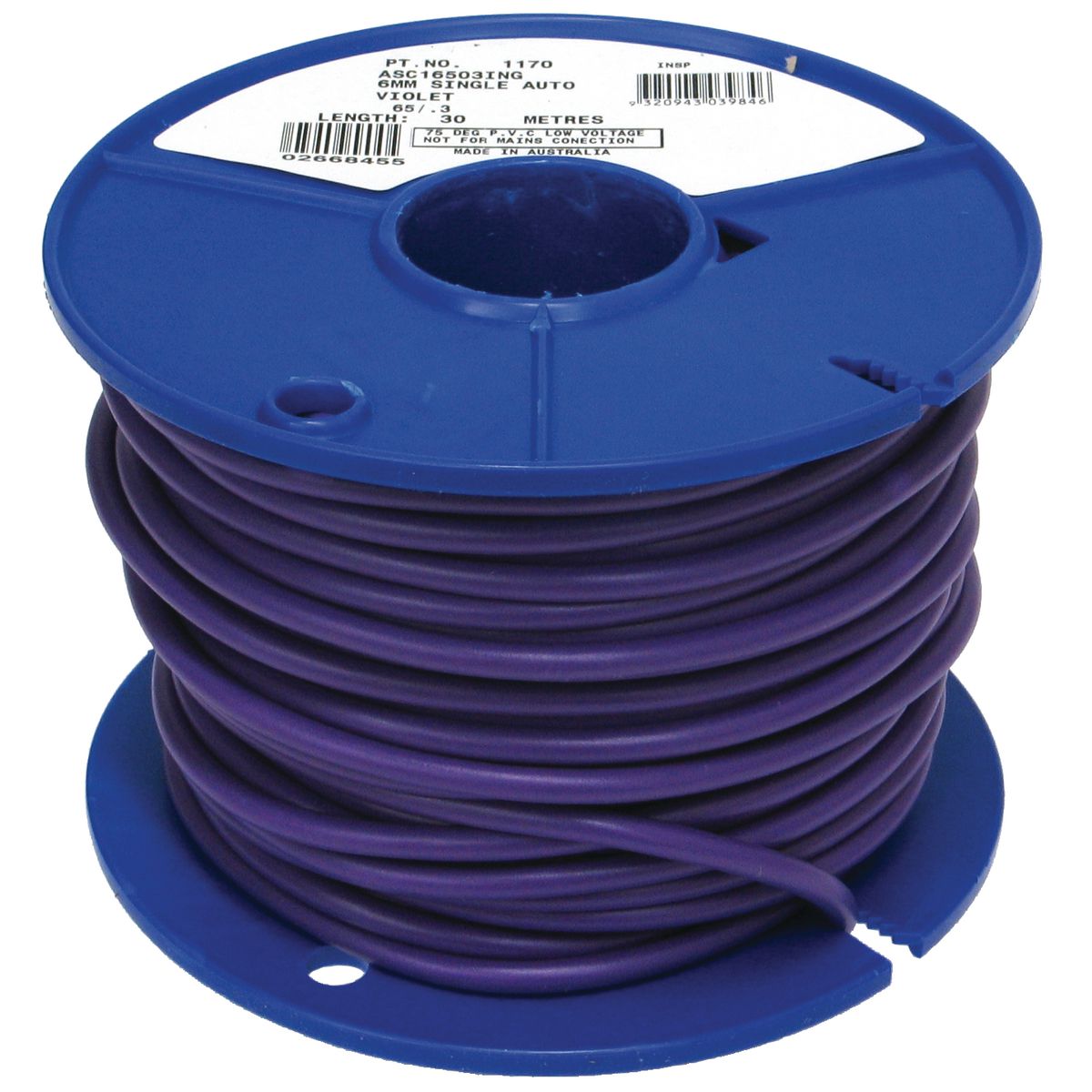 OEX 6mm Single Core Automotive Cable, Violet - 30M Roll ACX0771
