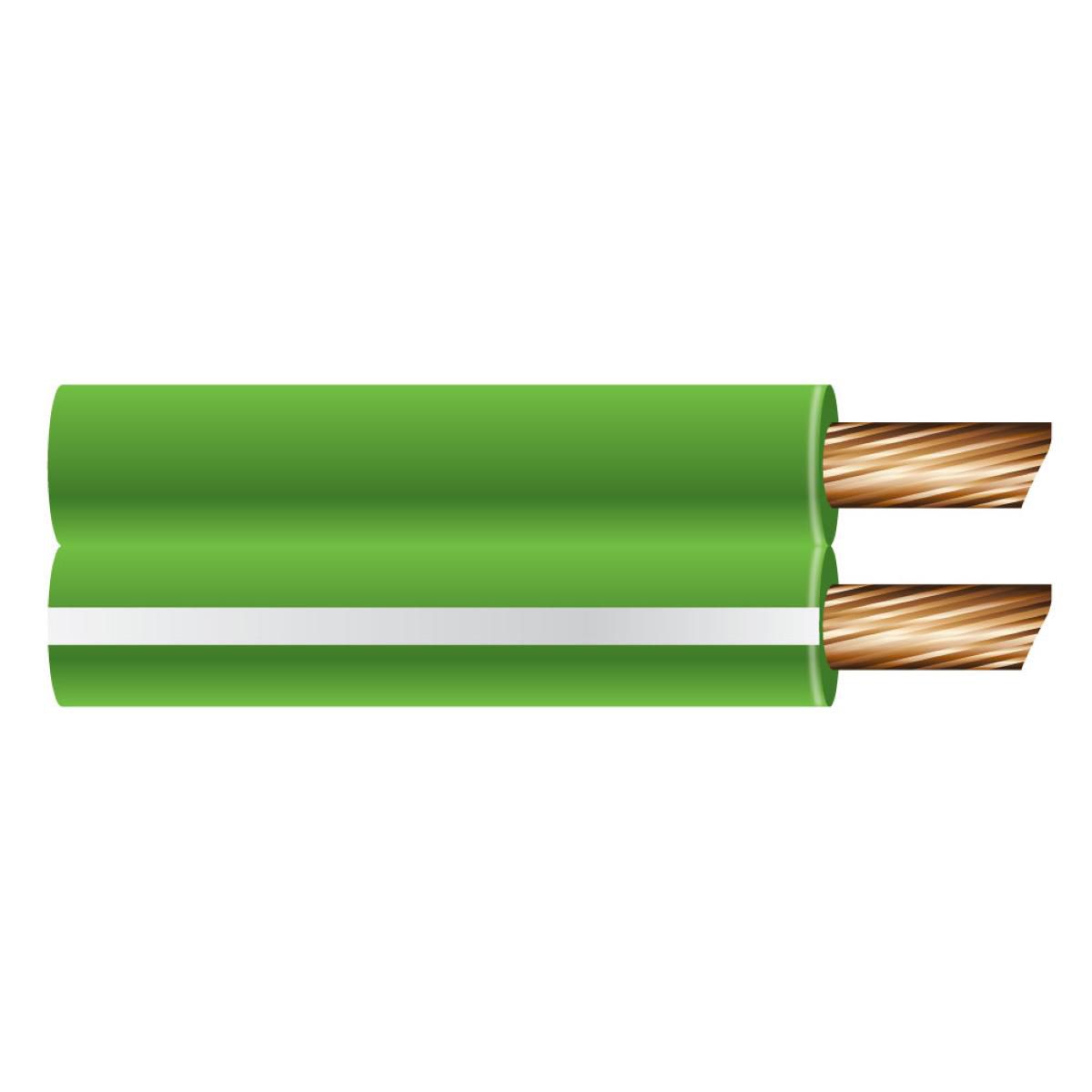 OEX 4mm Twin Core Automotive Cable, Figure 8, Green With White Trace - 100M Roll ACX0842L