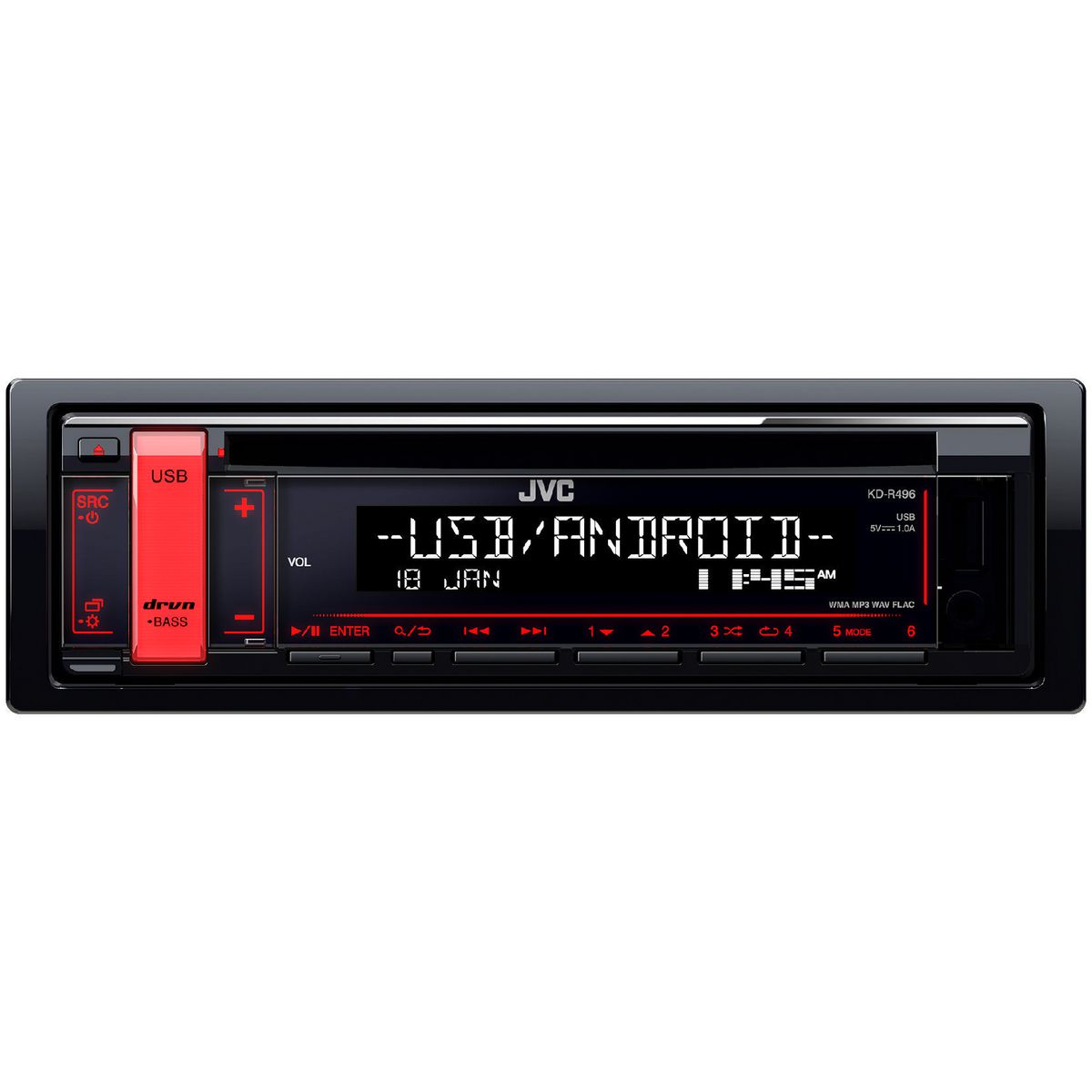 JVC CD Receiver W/Front USB/AUX-In KD-R496