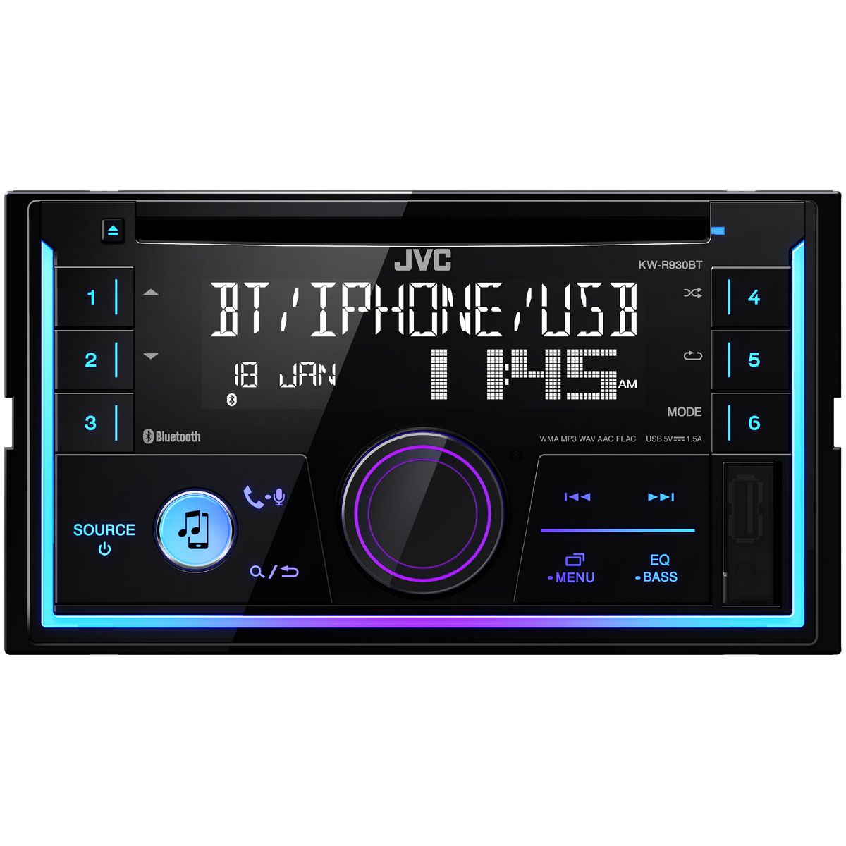 JVC Head Unit W/CD/Bluetooth/iPod/USB KW-R930BT