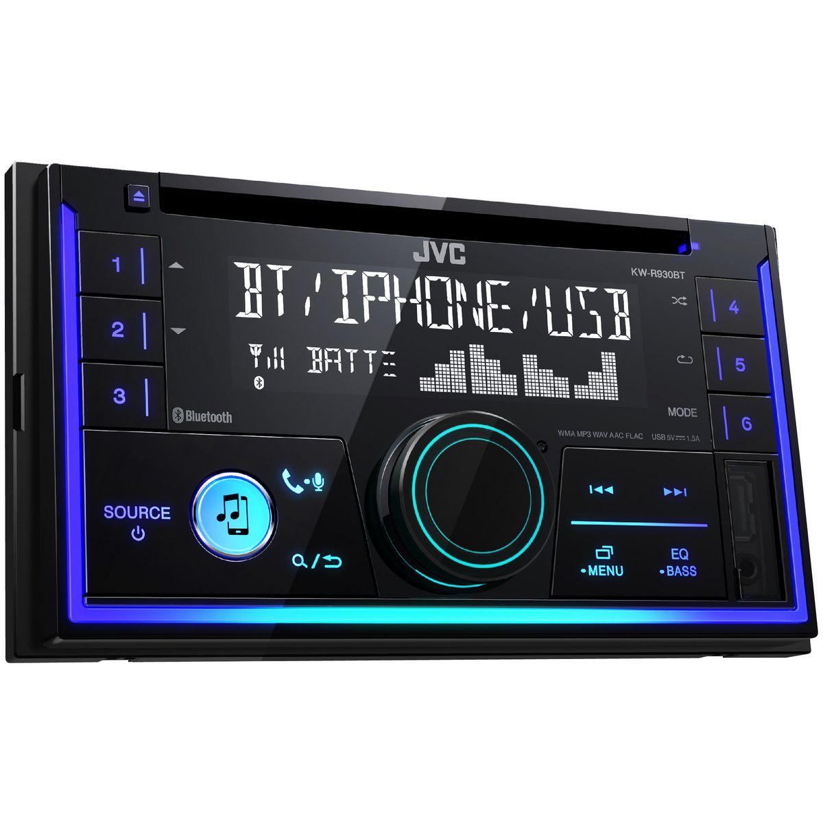 JVC Head Unit W/CD/Bluetooth/iPod/USB KW-R930BT