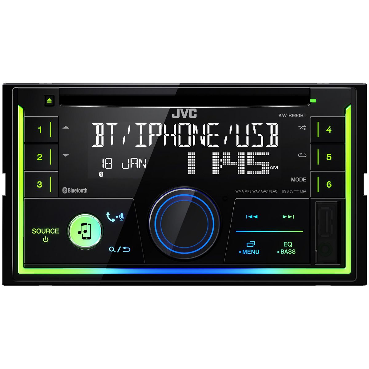 JVC Head Unit W/CD/Bluetooth/iPod/USB KW-R930BT