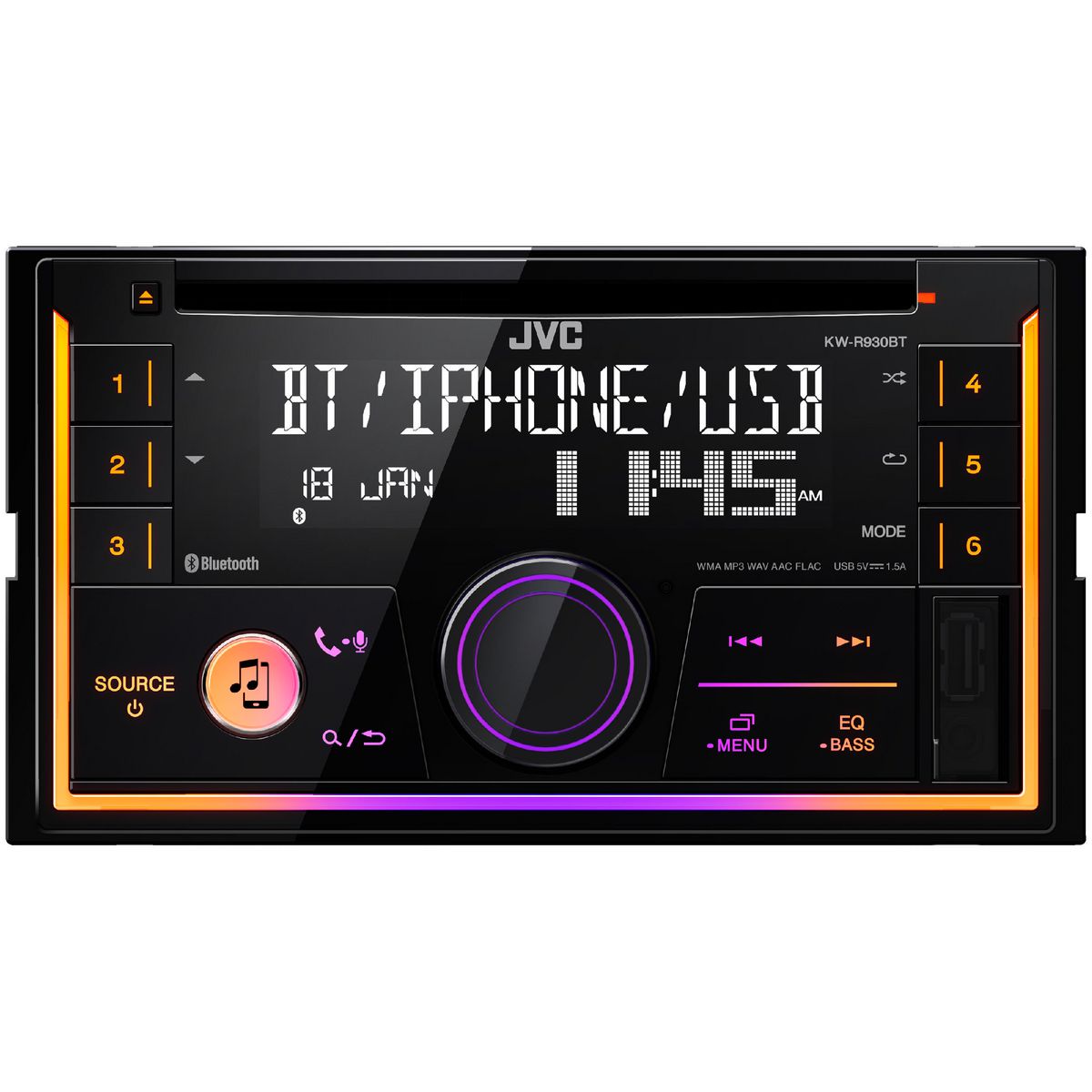 JVC Head Unit W/CD/Bluetooth/iPod/USB KW-R930BT