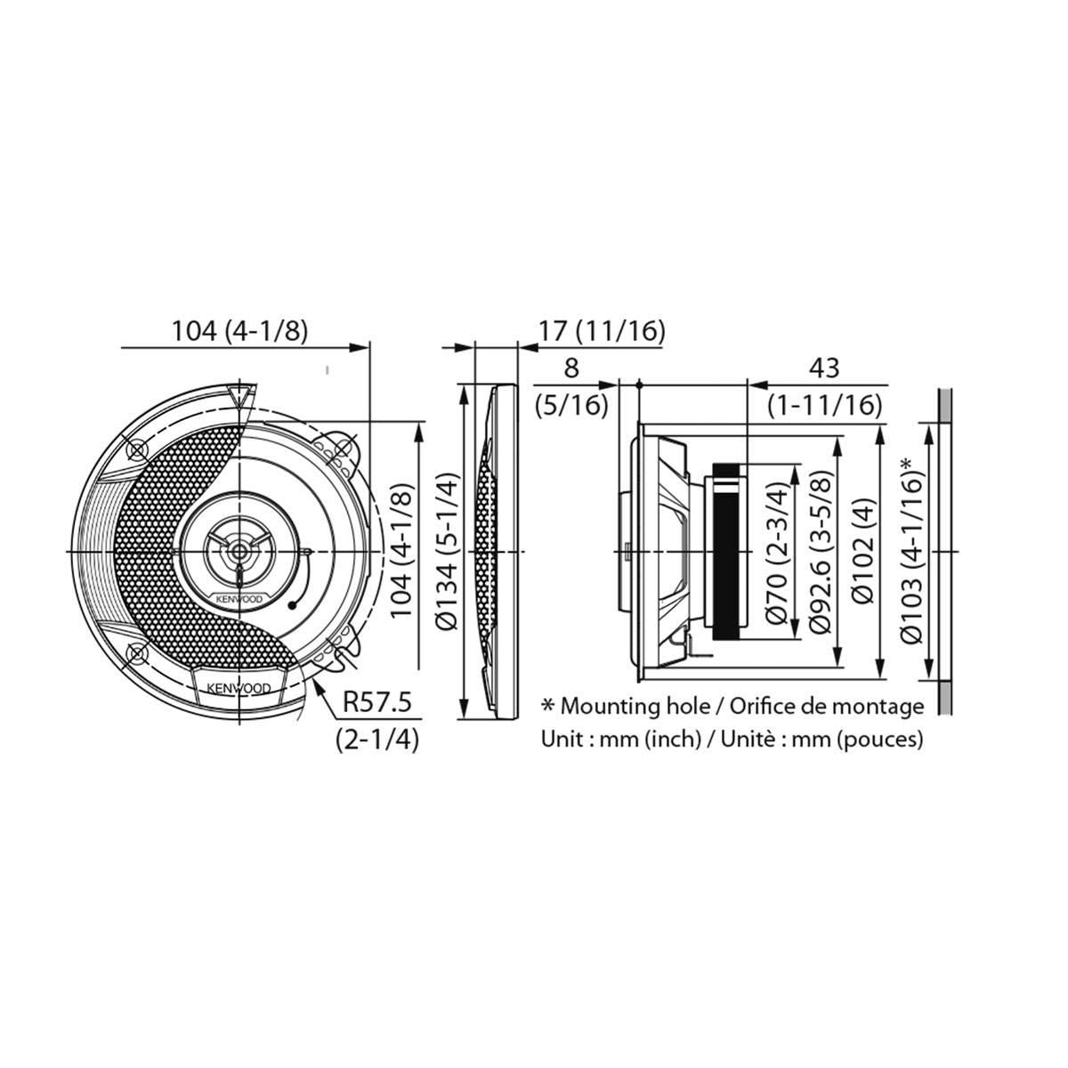 Kenwood 4" 220W 2-Way Speakers