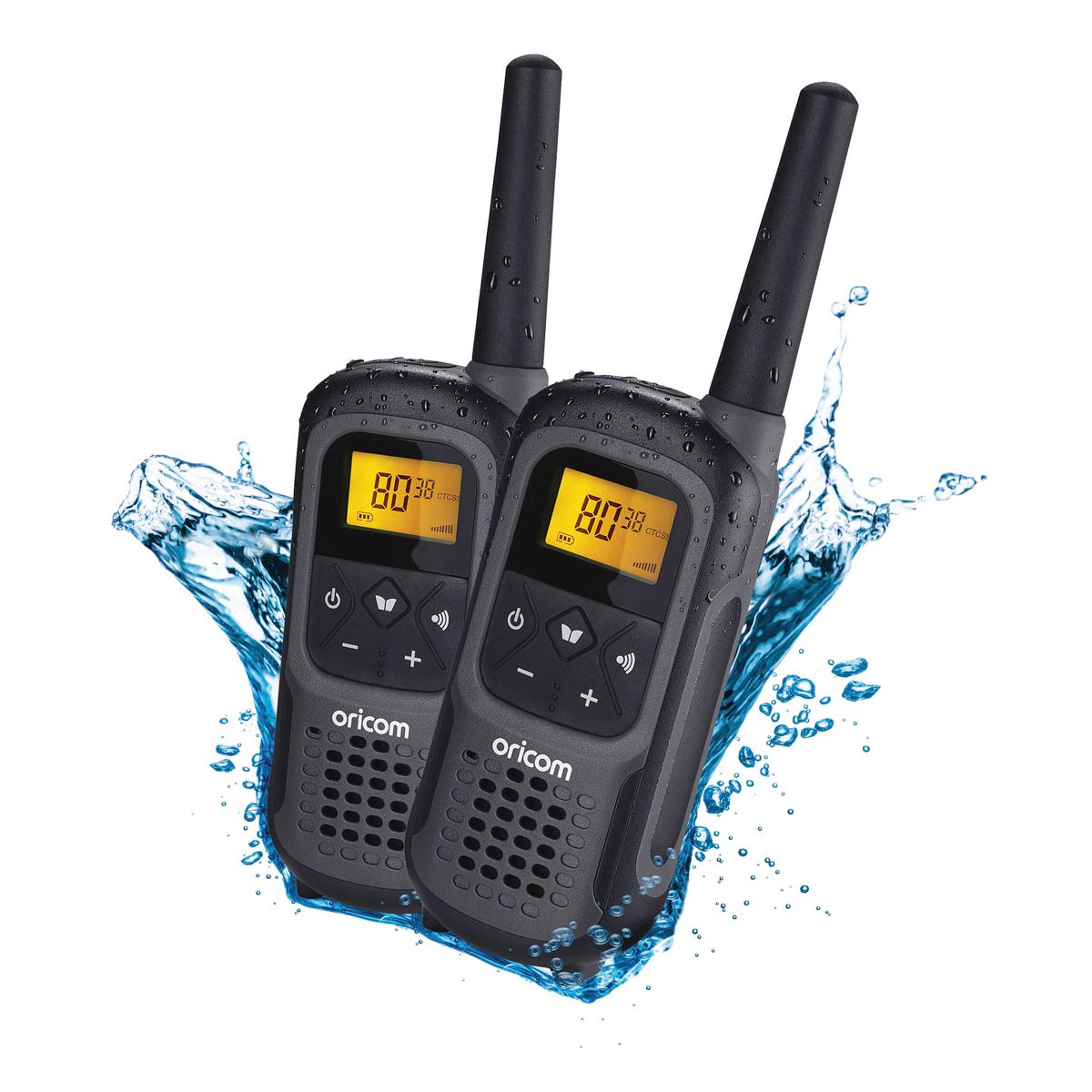 Oricom 2W UHF CB Marine Waterproof IPX7 Handheld Radio 80 Channel Twin Pack UHF2500-2GR