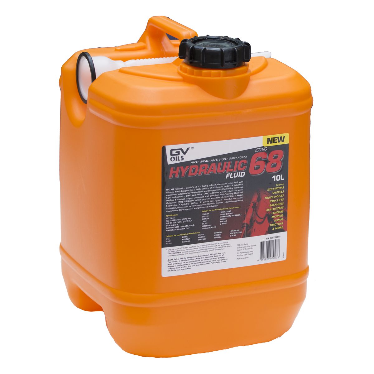 GV Oils Hydraulic Fluid Iso 68 10L GVHYD68010