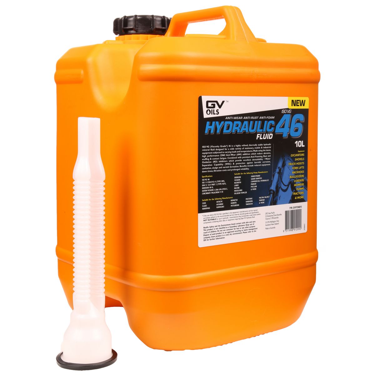 GV Oils Hydraulic Fluid Iso 46 10L GVHYD46010