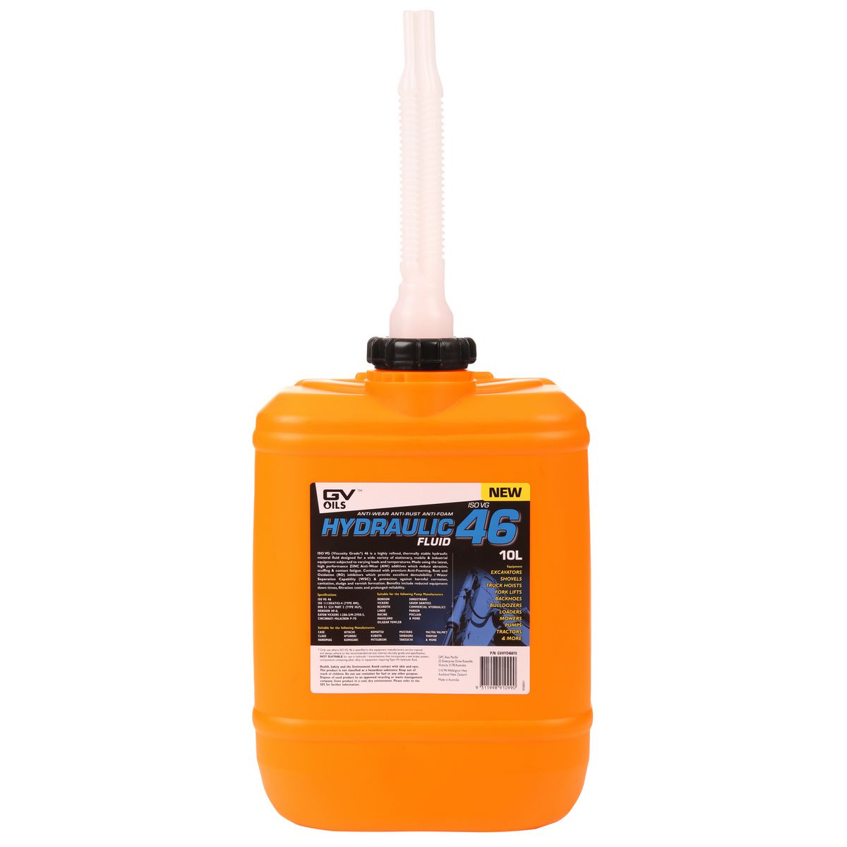 GV Oils Hydraulic Fluid Iso 46 10L GVHYD46010