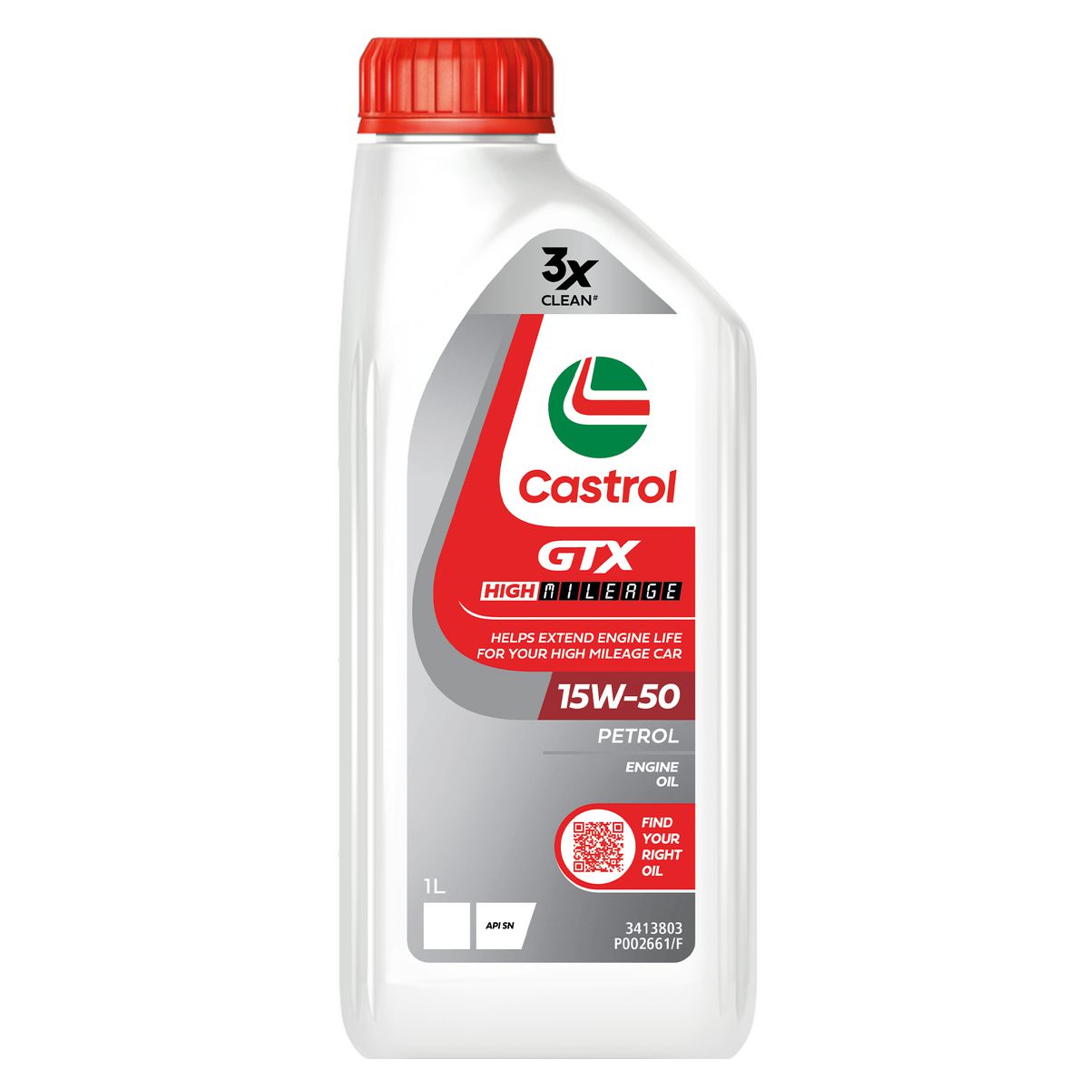 Castrol GTX High Mileage Premium Mineral 15W-50 Engine Oil 1L 3413803