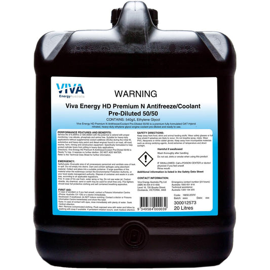 Shell Lubricants Viva Energy HD Prem N Anti-Freeze Coolant 50/50 20L 300012573