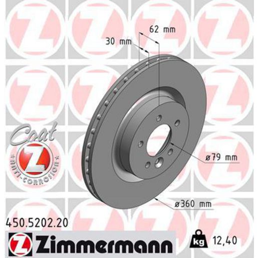 Zimmermann OE Coat Z Brake Rotor Single 360mm Front 450.5202.20